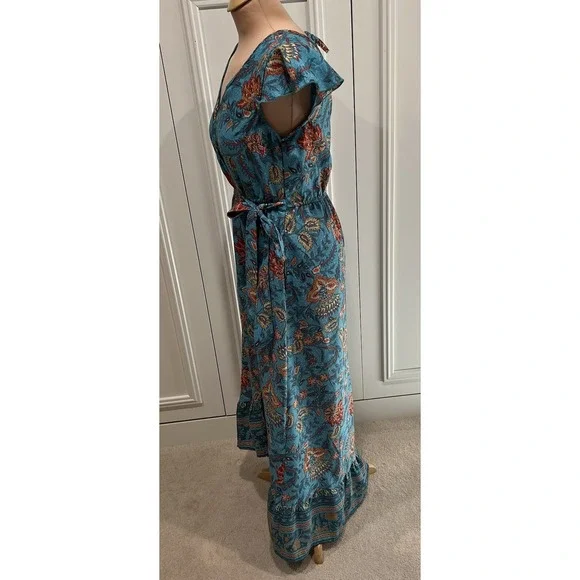 Band Of The Free Faux Wrap Maxi Dress Floral Boho‎ Peasant Romantic Cottagecore - Picture 9 of 12